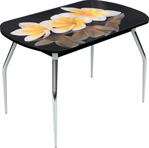 Кухонный раскладной стол Ривьера исп.1 ноги метал. крашеные №24 Фотопечать (Цветы №11) в Липецке
