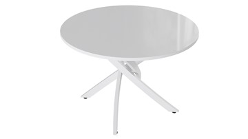 Круглый кухонный стол Diamond тип 2 (Белый муар/Белый глянец) в Липецке