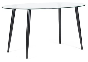 Стол со стеклянной столешницей KASSEL (mod. DT333) металл/закаленное стекло (10 мм), 150х90х75см, черный в Липецке