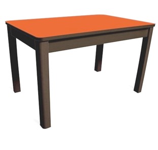 Кухонный обеденный стол Айсберг-08 СТ1, венге ЛДСП/стекло оранжевое/42 прямые массив венге в Липецке