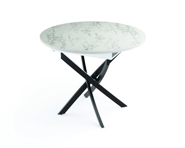 Раскладной стол 55.04 Адажио, мрамор белый/белый/металл черный в Липецке