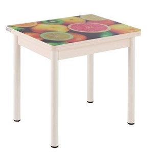 Кухонный пристенный стол СПА-01 СТФ, дуб молочный ЛДСП/стекло фрукты/36 прямые трубки крашеные белые в Липецке