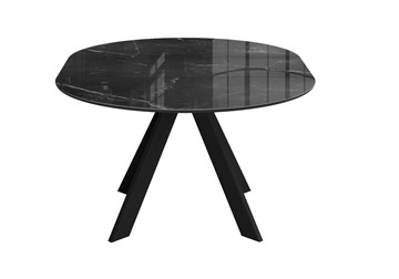 Стол со стеклянной столешницей раздвижной DikLine SFC110 d1100 стекло Оптивайт Черный мрамор/подстолье черное/опоры черные в Липецке