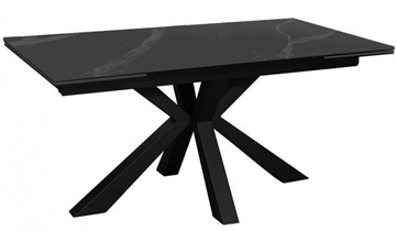Керамический кухонный стол раздвижной DikLine SFE140 Керамика Черный мрамор/подстолье черное/опоры черные (2 уп.) в Липецке