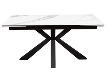 Стол раздвижной DikLine SFE160 Керамика Белый мрамор/подстолье черное/опоры черные (2 уп.) в Липецке
