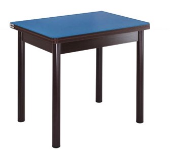 Стеклянный обеденный стол СПА-01 СТ2, венге ЛДСП/стекло синие/38 прямые трубки крашеные коричневый в Липецке