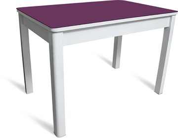 Стол раздвижной Айсберг-01 СТ2, белое ЛДСП/фиолетовое стекло/40 массив белый в Липецке