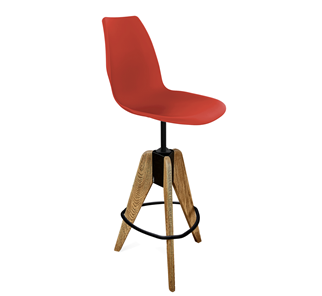 Барный стул SHT-ST29/S92 (красный ral 3020/брашированный коричневый/черный муар) в Липецке