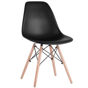 Комплект стульев 4 шт. BRABIX "Eames CF-010", пластик черный, опоры дерево/металл, 532631, 2033A в Липецке