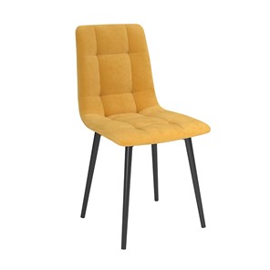 Обеденный стул Олмеко Белла, велюр тенерифе куркума/Цвет металл черный в Липецке