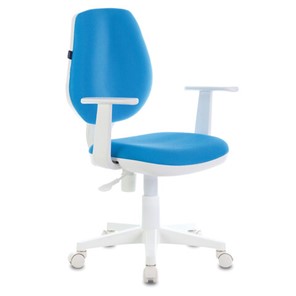 Кресло компьютерное Brabix Fancy MG-201W (с подлокотниками, пластик белый, голубое) 532411 в Липецке