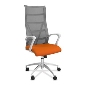 Офисное кресло Топ X белый каркас, сетка/ткань TW / серая/оранжевая в Липецке