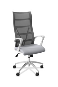 Кресло офисное Топ X белый каркас, сетка/ткань TW / серая/ серая в Липецке
