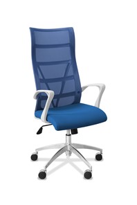 Кресло для руководителя Топ X белый каркас, сетка/ткань TW / синяя/голубая в Липецке
