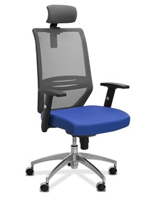 Офисное кресло для персонала Aero с подголовником, сетка/ткань TW / черная/ синяя в Липецке
