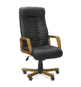 Офисное кресло Атлант W, экокожа премиум / черная CN1114/ дерево - орех в Липецке