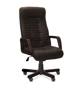 Кресло для руководителя Атлант W, экокожа премиум / тёмно-коричневая CN1113/ дерево - венге в Липецке