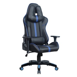 Кресло офисное BRABIX "GT Carbon GM-120", две подушки, экокожа, черное/синее, 531930 в Липецке