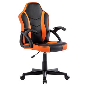 Кресло офисное BRABIX "Shark GM-203", экокожа, черное/оранжевое, 532513 в Липецке