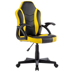 Офисное кресло BRABIX "Shark GM-203", экокожа, черное/желтое, 532514 в Липецке