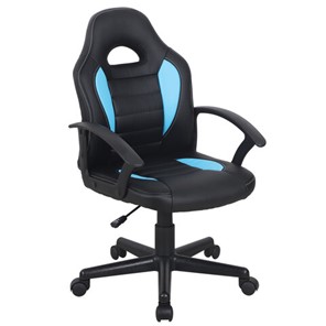 Кресло офисное BRABIX "Spark GM-201", экокожа, черное/голубое, 532505 в Липецке