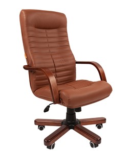 Кресло офисное CHAIRMAN 480 WD, экокожа, цвет коричневый в Липецке