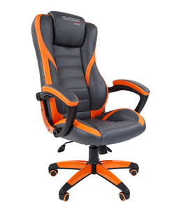 Офисное кресло CHAIRMAN GAME 22 эко кожа, серый/оранжевый в Липецке