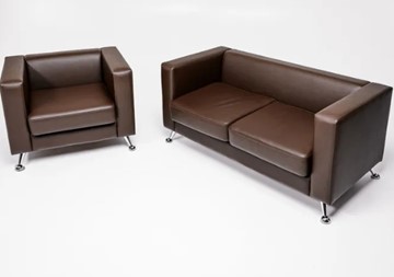 Комплект мебели Альбиони коричневый кожзам  диван 2Д + кресло в Липецке