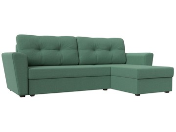 Угловой диван с оттоманкой Амстердам Лайт, Амур зеленый (рогожка) в Липецке