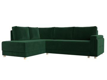 Угловой раскладной диван Лига-024, Зеленый (Велюр) в Липецке