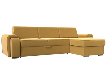 Угловой раскладной диван Лига-025, Желтый (Микровельвет) в Липецке