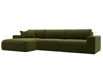 Угловой диван Лига-036 Классик лонг, Зеленый (Микровельвет) в Липецке
