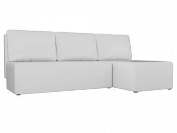 Угловой диван с оттоманкой Поло, Белый (экокожа) в Липецке