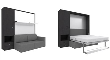 Подъемная кровать Кровать-трансформер Smart (ШЛ+КД 1400), шкаф левый, правый подлокотник в Липецке