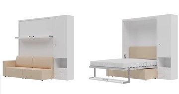 Шкаф-кровать трансформер Кровать-трансформер Smart (ШП+КД 1600), шкаф правый, левый подлокотник в Липецке