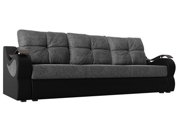 Прямой диван Меркурий еврокнижка, Серый/черный (рогожка/экокожа) в Липецке