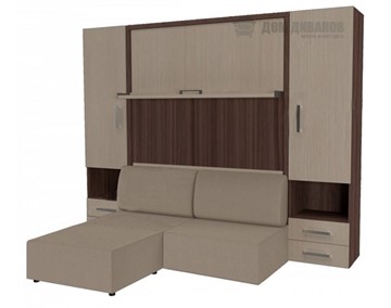 Кровать-шкаф Кровать-трансформер Smart (ШЛ+КД 1600+ШП+Пуф), 2 шкафа, без подлокотников в Липецке