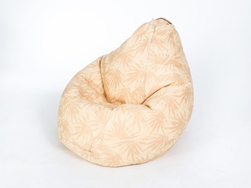 Кресло-мешок Груша среднее, жаккард, бежевые листья в Липецке