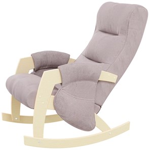 Кресло-качалка ЭЛИТ с карманами Джанни (каркас дуб, сиденье серо-розовое) в Липецке