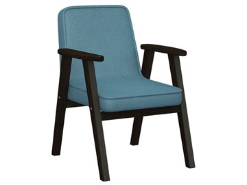 Кресло в гостиную Ретро ткань голубой, каркас венге в Липецке