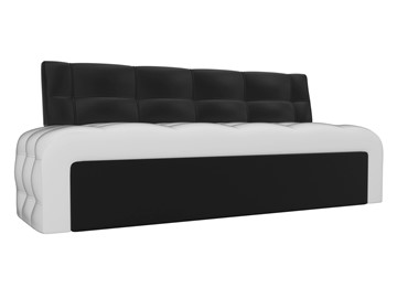 Кухонный прямой диван Люксор, Белый/Черный (экокожа) в Липецке