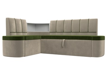 Раскладной кухонный диван Тефида, Зеленый\Бежевый (Микровельвет) в Липецке