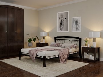 Кровать в спальню Муза 4 Лайт, 1600, черный/шоколад в Липецке