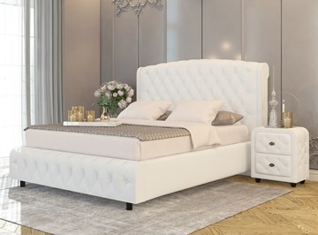 Кровать 2-спальная Salvatore Grand 200x200, Экокожа (Белый) в Липецке
