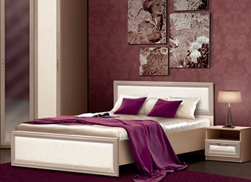 Кровать двуспальная Камелия, 1600, шимо светлый/белый кожзам в Липецке