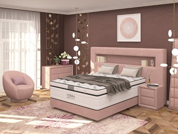 Кровать спальная Smart/Podium M 160х200, Флок (Велсофт Винтажный розовый) в Липецке
