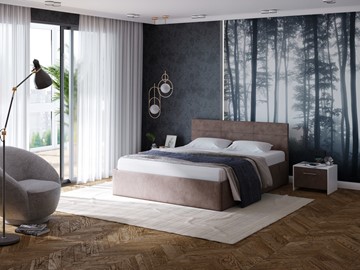 Кровать в спальню Vector Plus 160х200, Велюр (Monopoly Горячий шоколад (237)) в Липецке