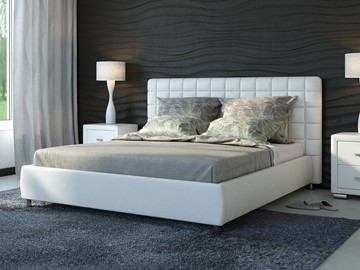 Кровать двуспальная Corso-3 160х200, Экокожа (Белый) в Липецке