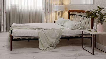 Кровать полутороспальная Муза 4 Лайт, 1400, черный/махагон в Липецке