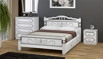 Кровать с выкатными ящиками Карина-5 (Белый Жемчуг) 160х200 в Липецке